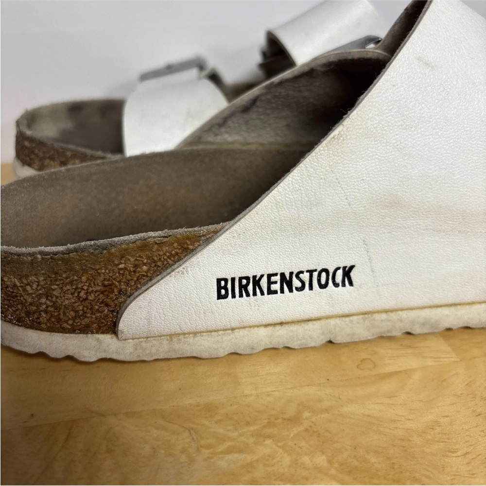 Birkenstock Arizona Sandals Adjustable Straps With Buckle White Upper sz 42 - Picture 10 of 12